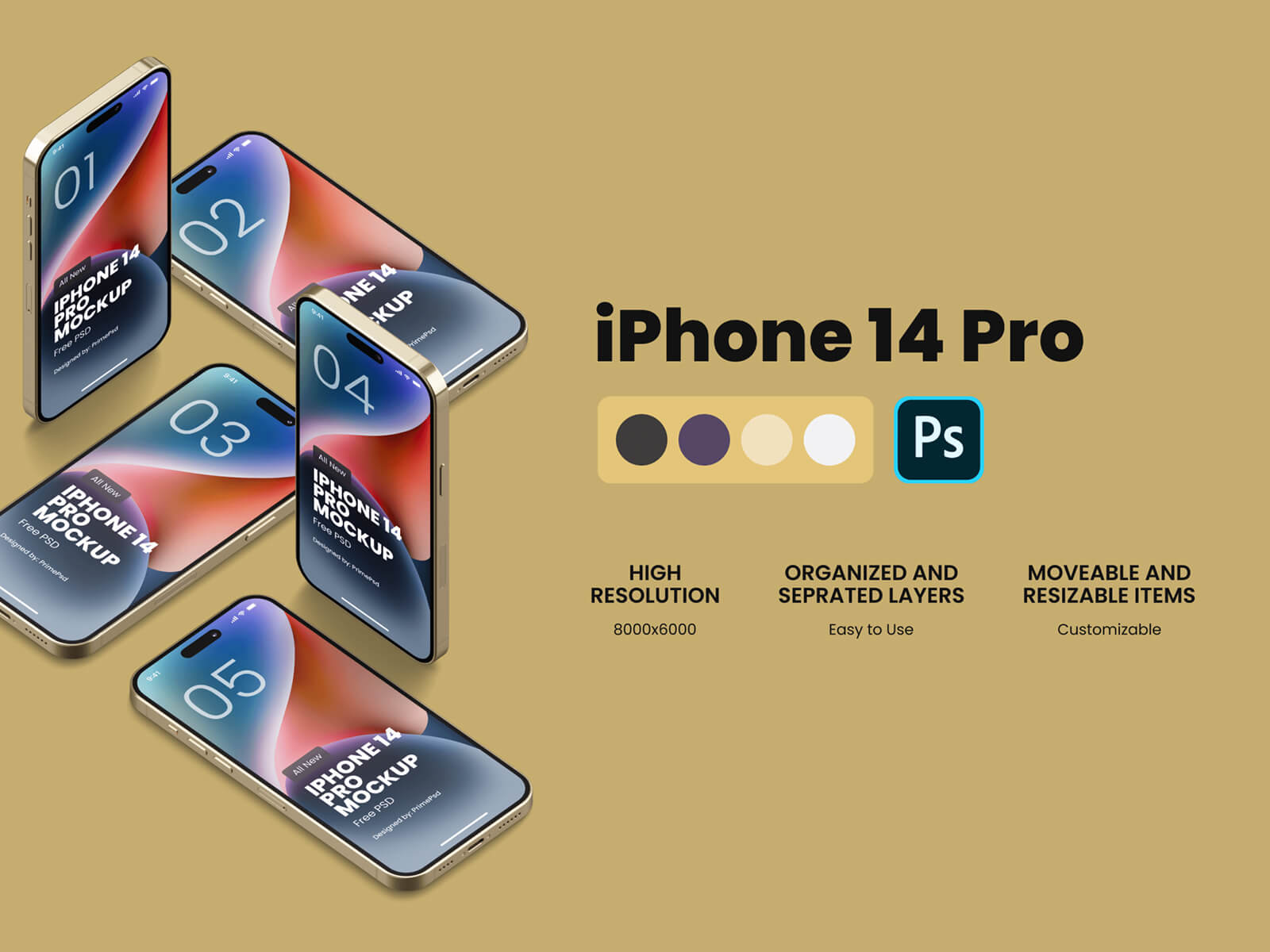 Free iPhone 14 Pro UI Mockup PSD