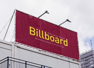 Free Above Building Billboard Mockup PSD