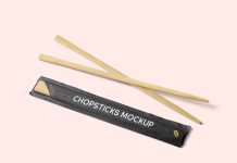 Free Chinese Chopsticks Packaging Mockup PSD