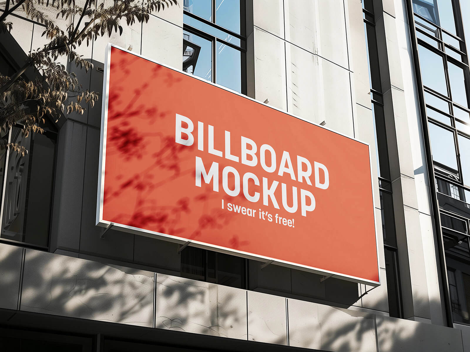 Free Mounted On Building Billboard Mockup PSD