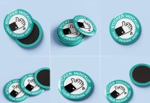 Free Round Fridge Magnet Mockup PSD