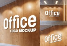 Free Office Entrance Wall 3D Logo Mockup PSD