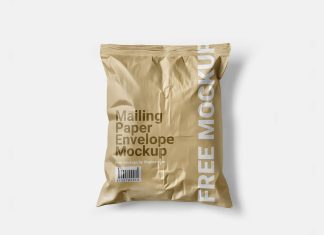 Free Crumpled Mailing Paper Envelope Mockup PSD