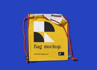 Free Linen Drawstring Bag Mockup PSD