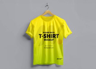 Free Short Sleeves Hanging T-Shirt Mockup PSD