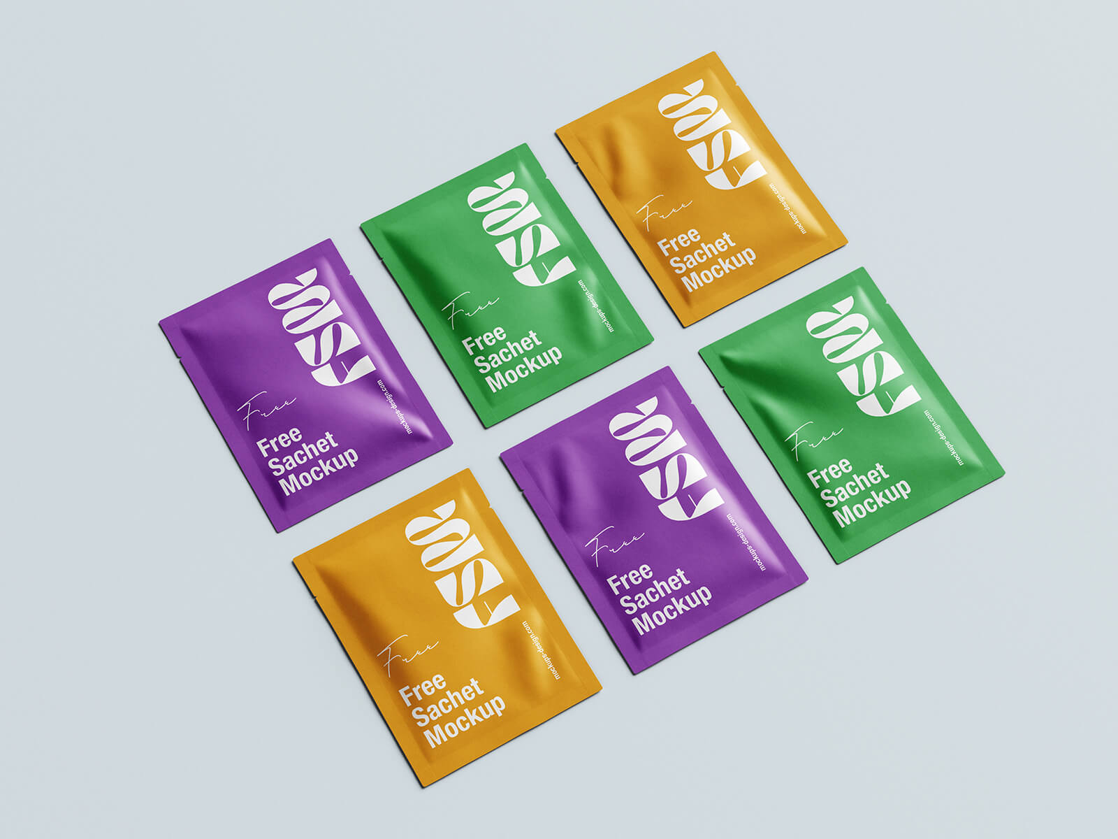Free Sampling Mini Sachet Packaging Mockup PSD