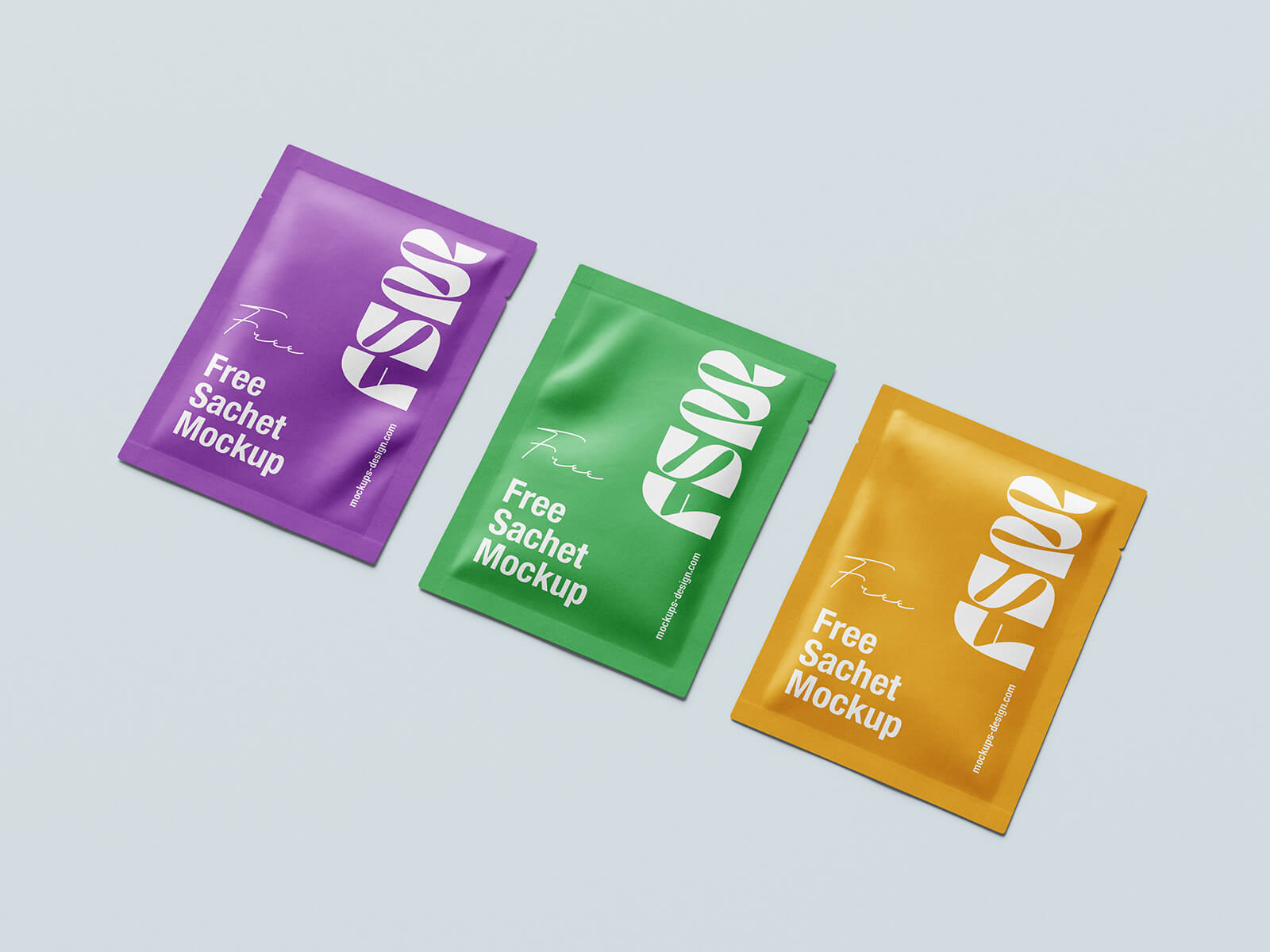 Free Sampling Mini Sachet Packaging Mockup PSD