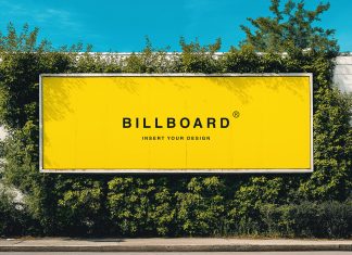 Free Wall Mounted Billboard Mockup PSD