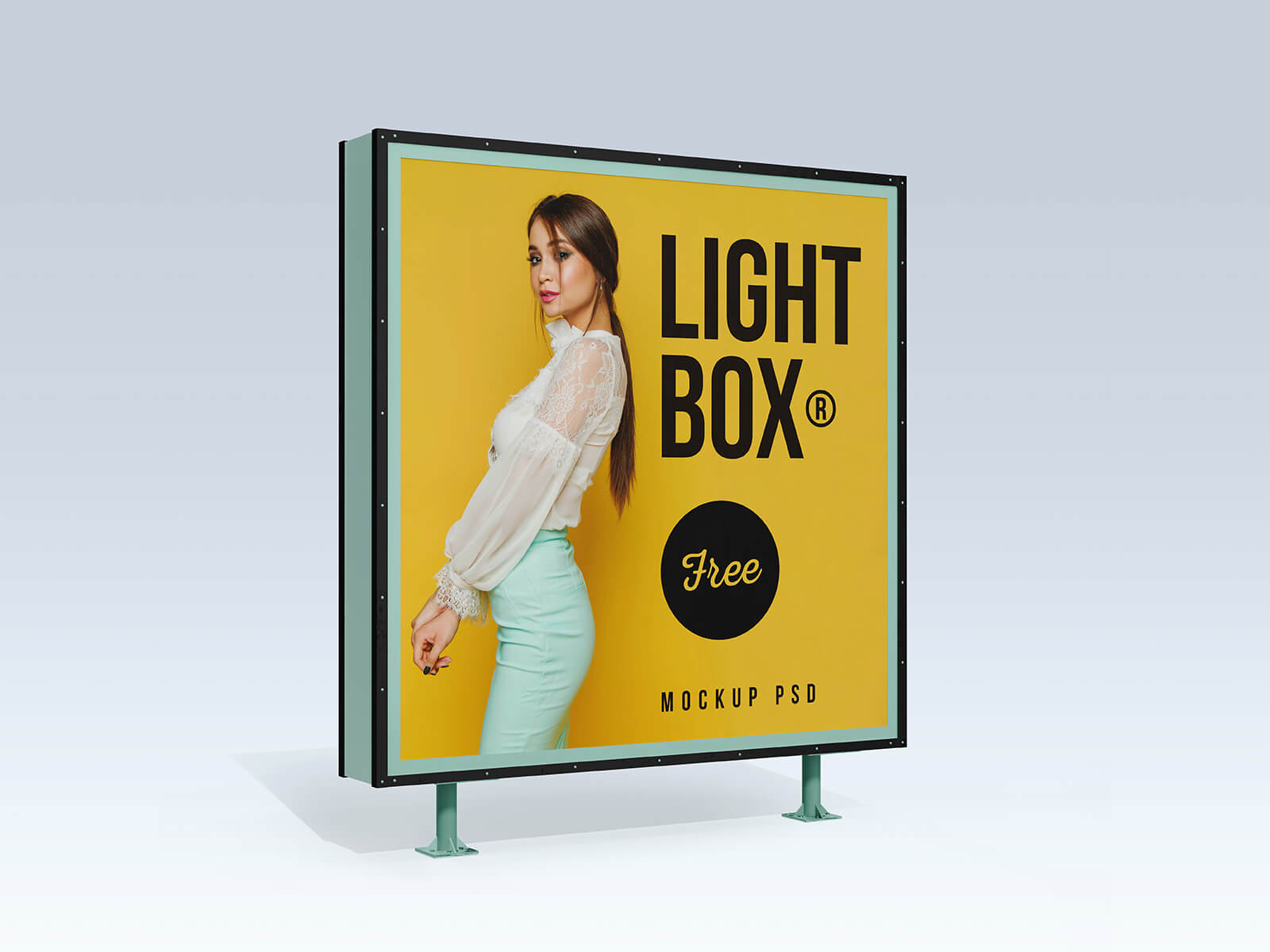 Free Outdoor Advertising Floor Mounting Lightbox Mockup PSD