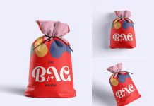 3 Free Small Canvas Sack Mockup PSD