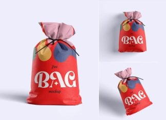 3 Free Small Canvas Sack Mockup PSD
