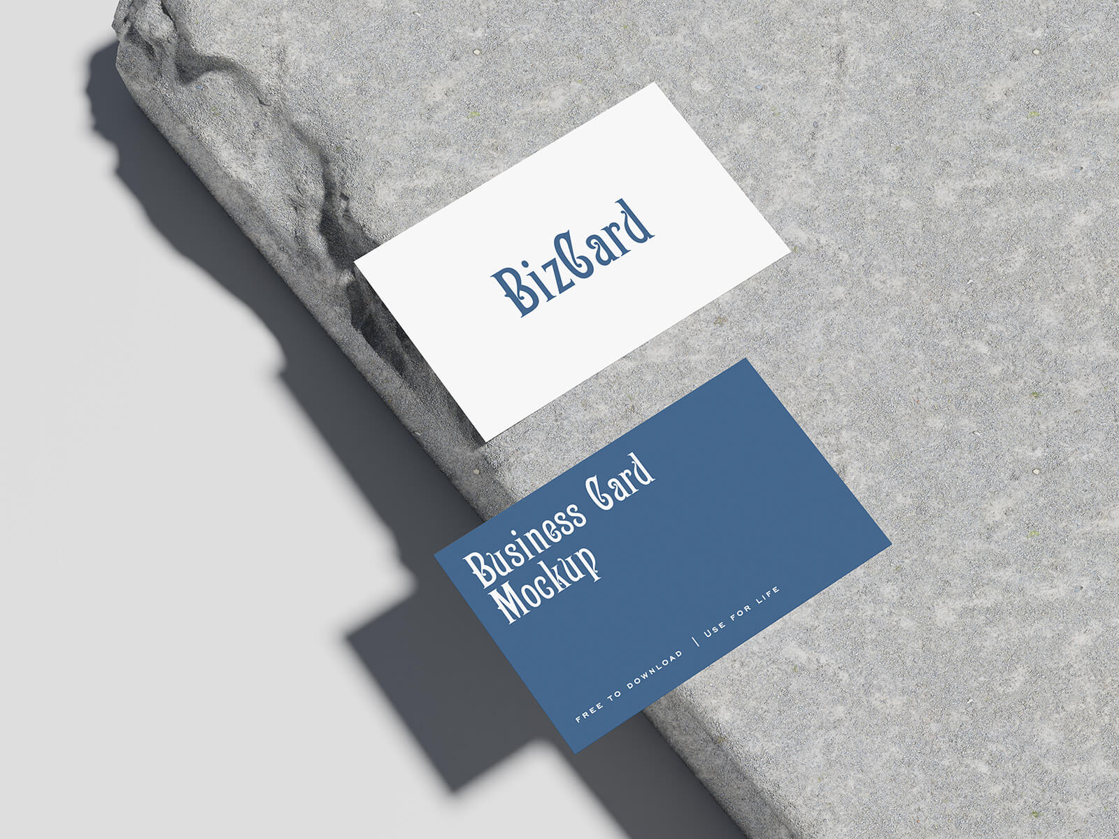 Free On Concrete Business Card Mockup PSD