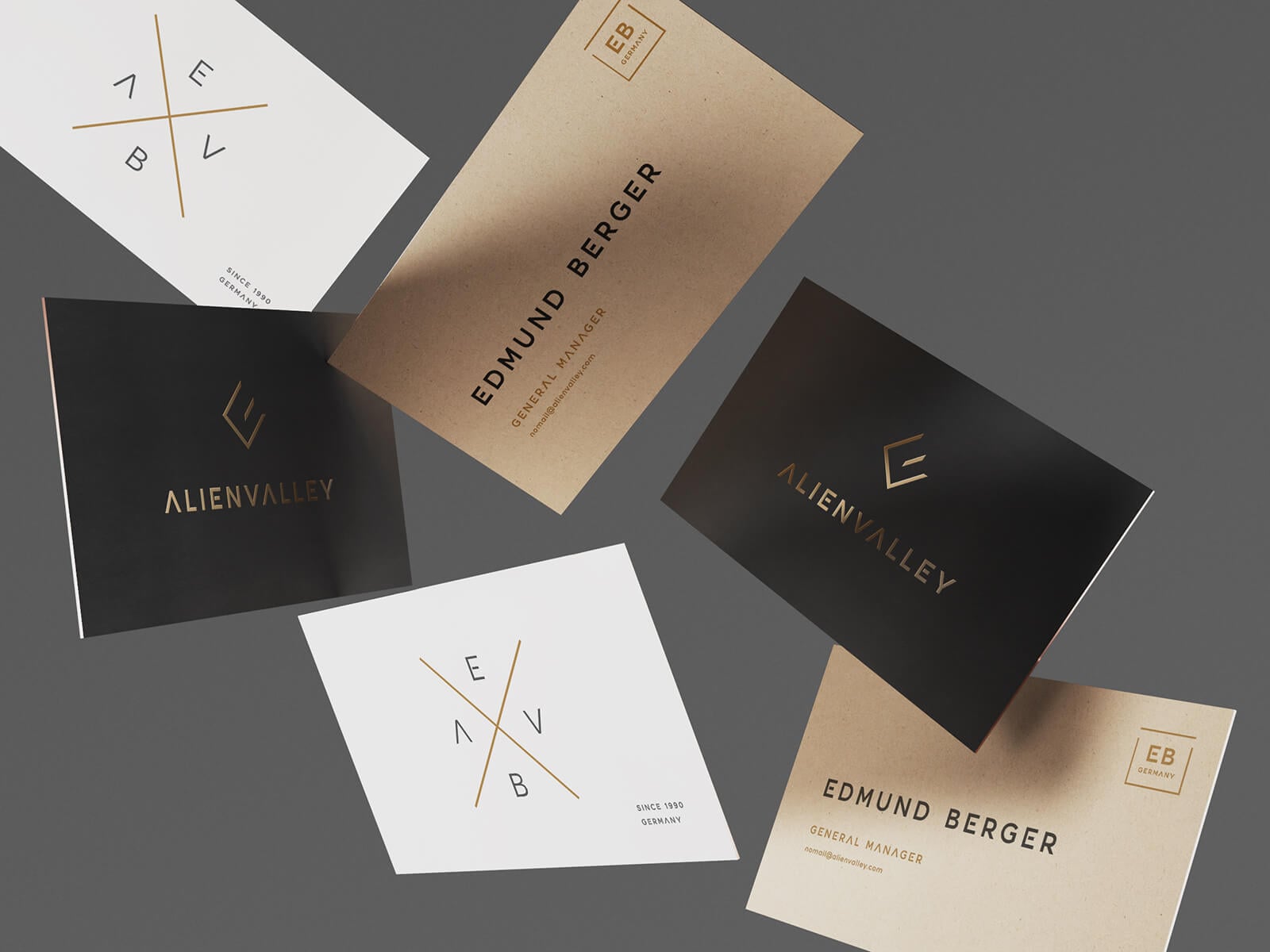 Free Falling Business Cards Mockup PSD