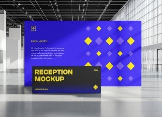 Free Indoor Reception Backdrop Mockup PSD