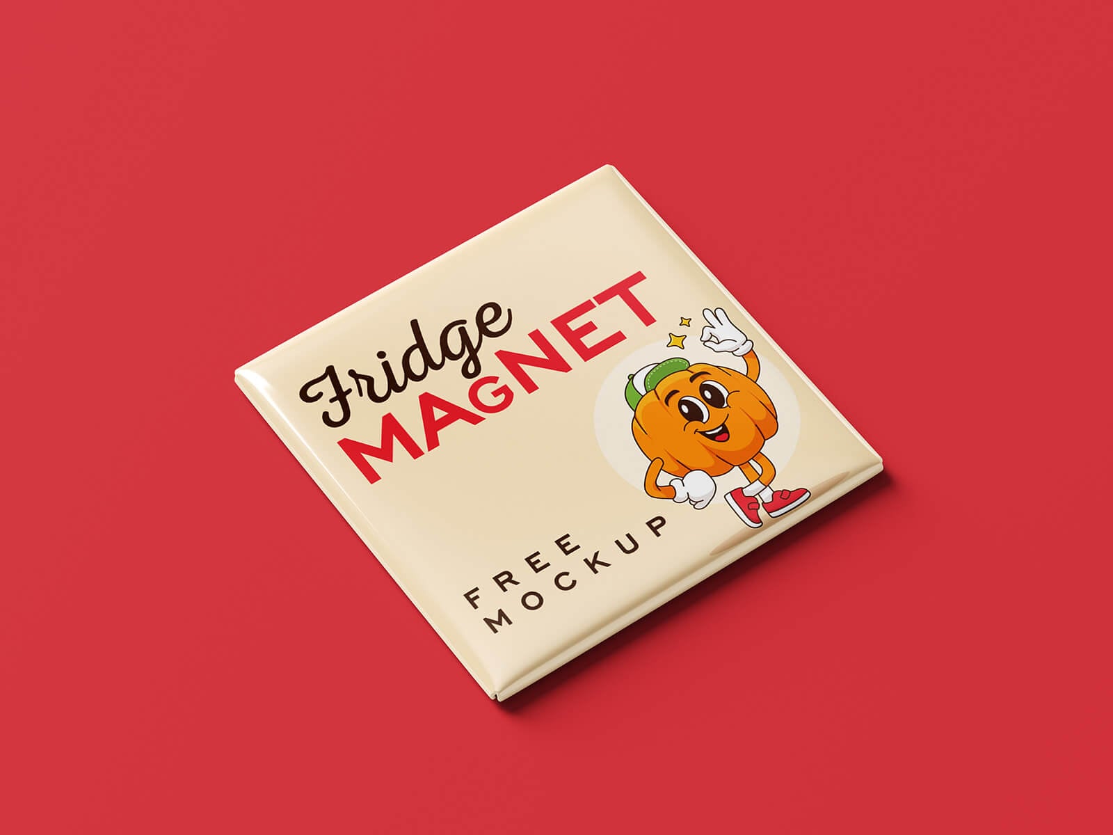 Free Square Fridge Magnet Mockup PSD