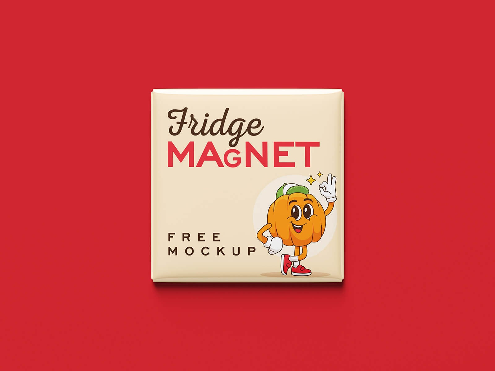 Free Square Fridge Magnet Mockup PSD