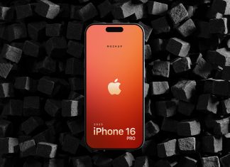 Free iPhone 16 Pro 2025 Mockup PSD On Cube Stones