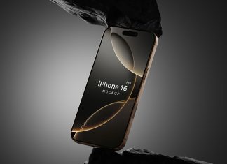 Free-iPhone-16-Pro-Mockup-PSD-On-Rock