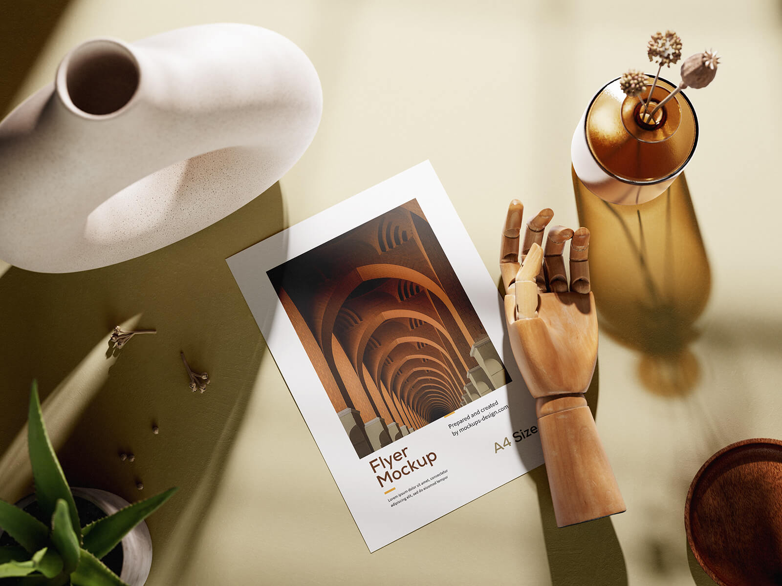 3 Free Decorative Paper A4 Flyer Mockup PSD Files