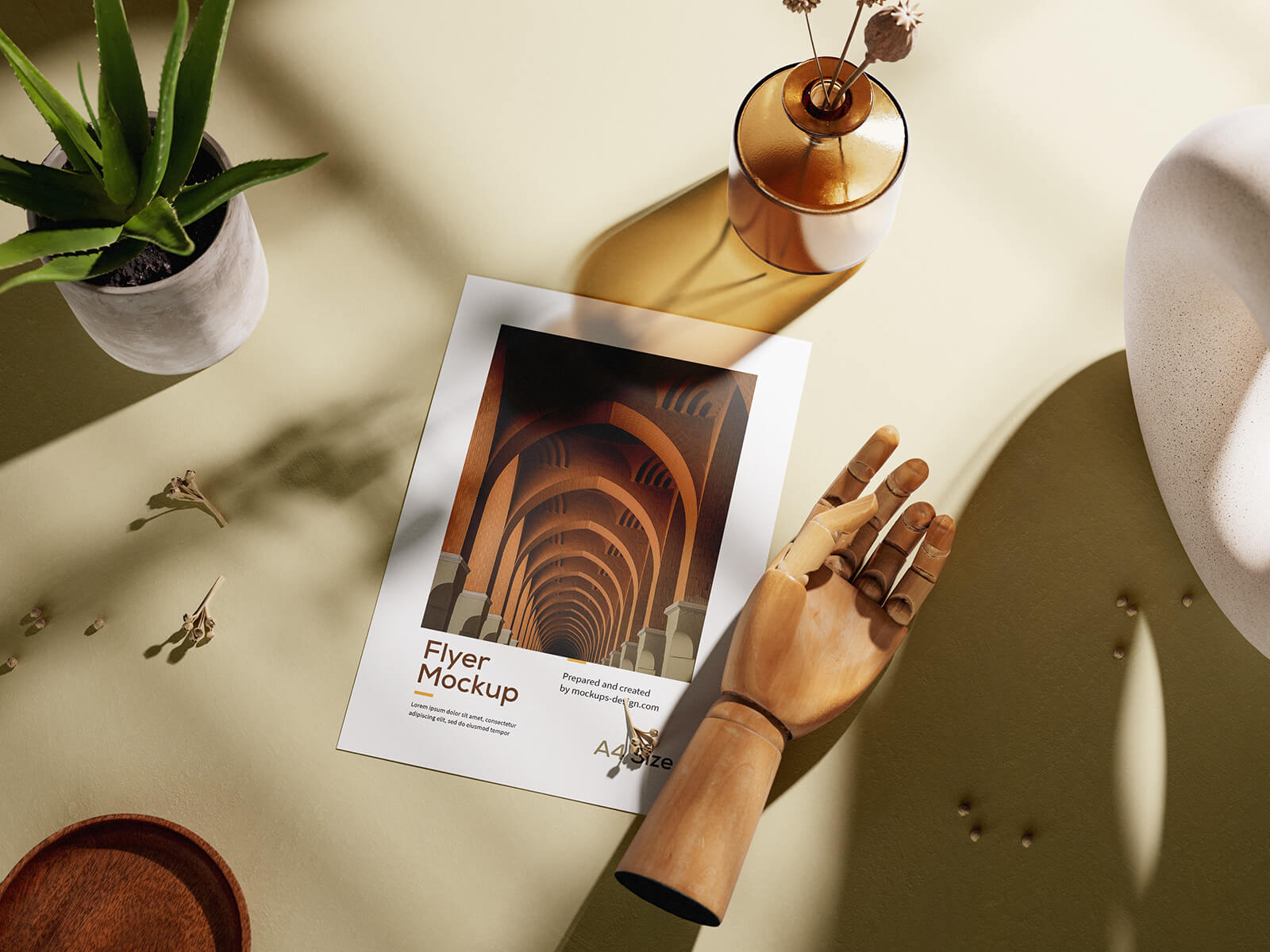 3 Free Decorative Paper A4 Flyer Mockup PSD Files