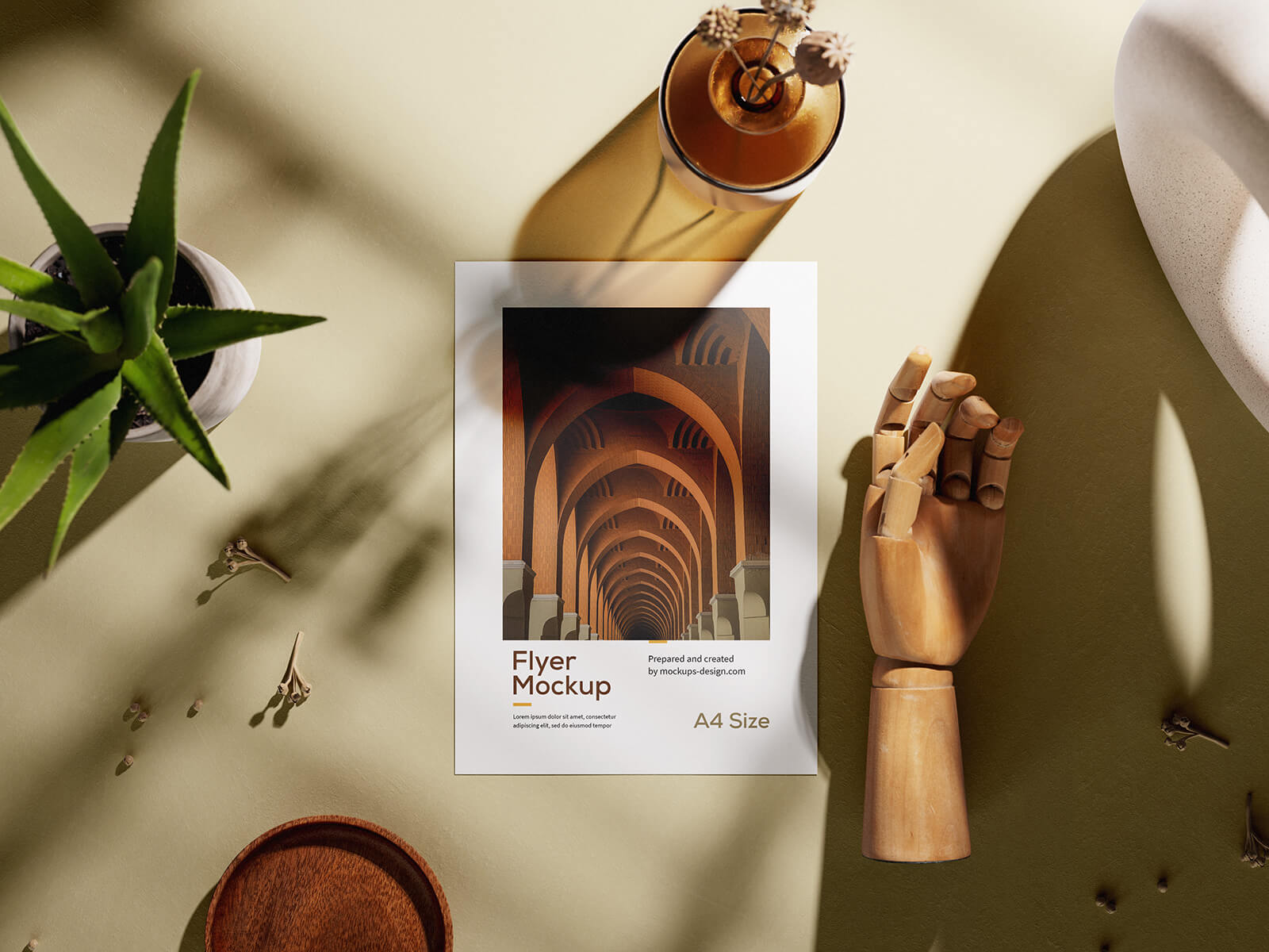 3 Free Decorative Paper A4 Flyer Mockup PSD Files