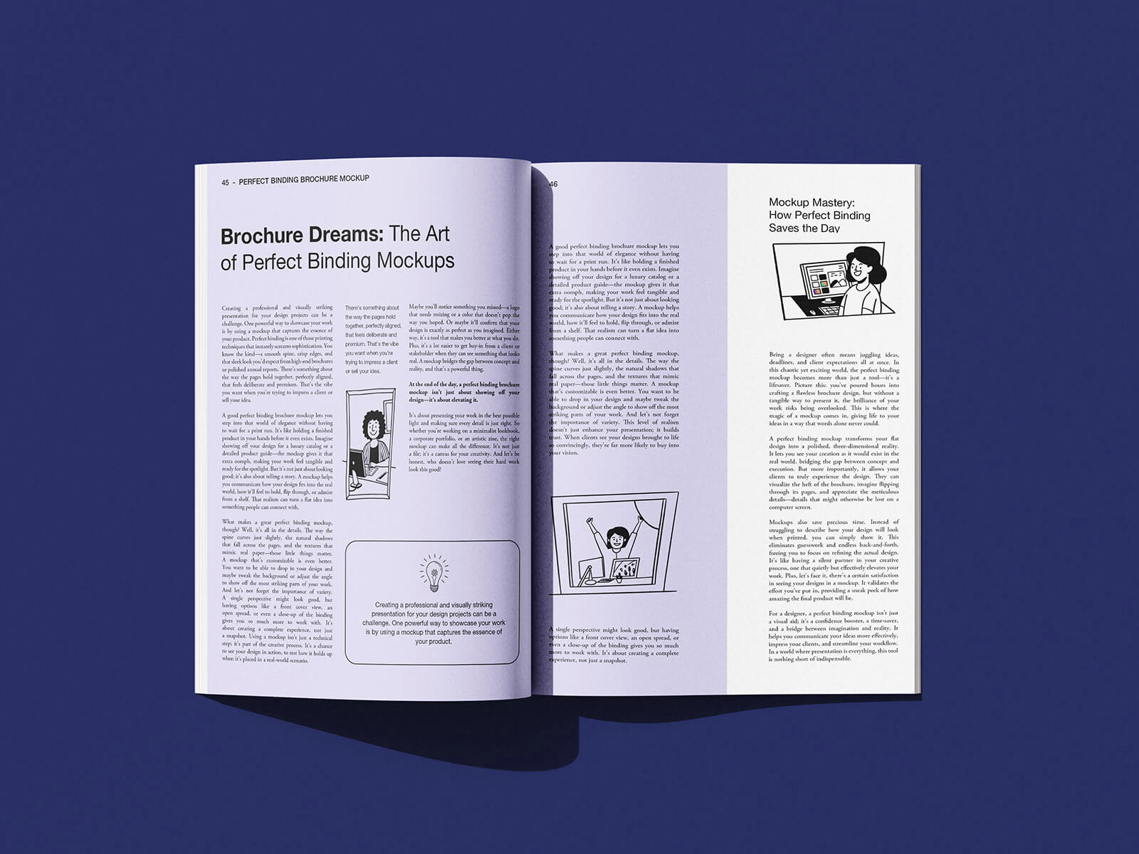 Free A4 Perfect Bound Multi-Page Brochure Book Mockup PSD