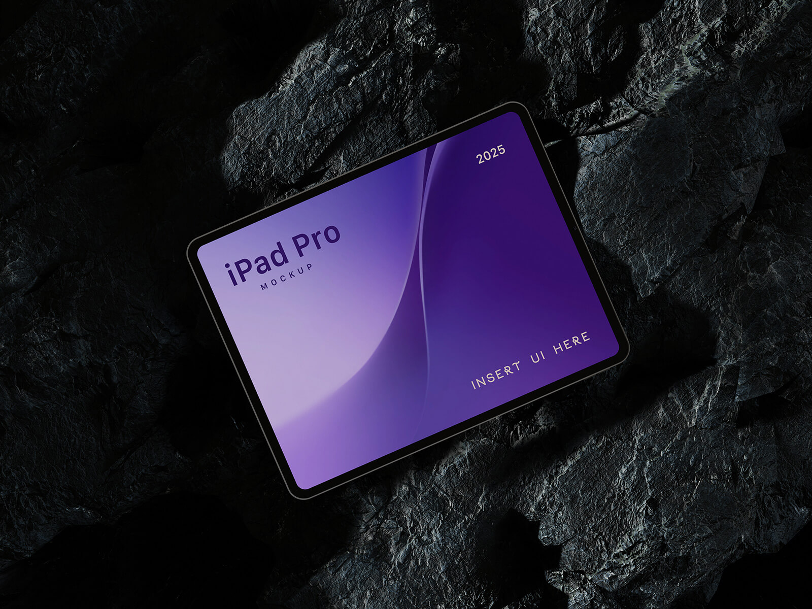 Free Black Rock iPad Pro 2025 Mockup PSD