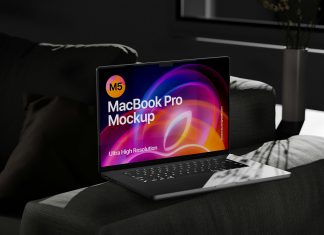 Free Dark M5 MacBook Pro 2025 Mockup PSD