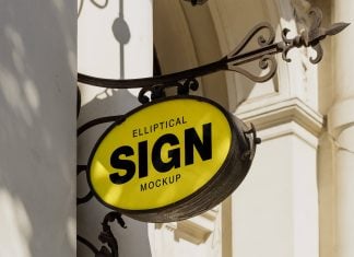 Free Elliptical Signboard Mockup PSD