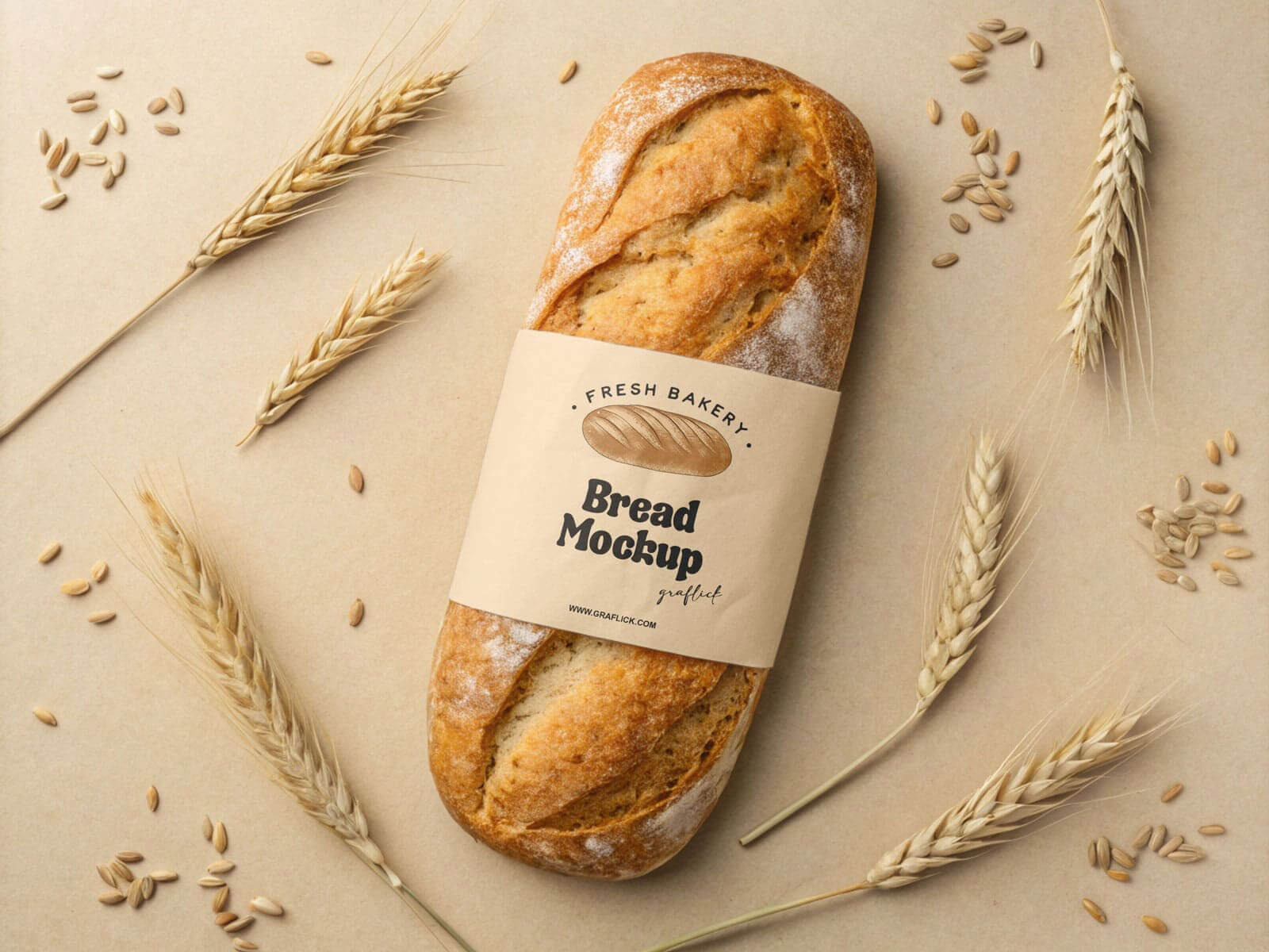 Free French Baguette Bread Mockup PSD