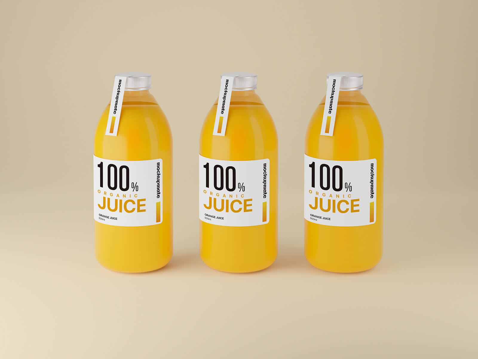 Free Lined-up Orange Juice Bottle Mockup PSD