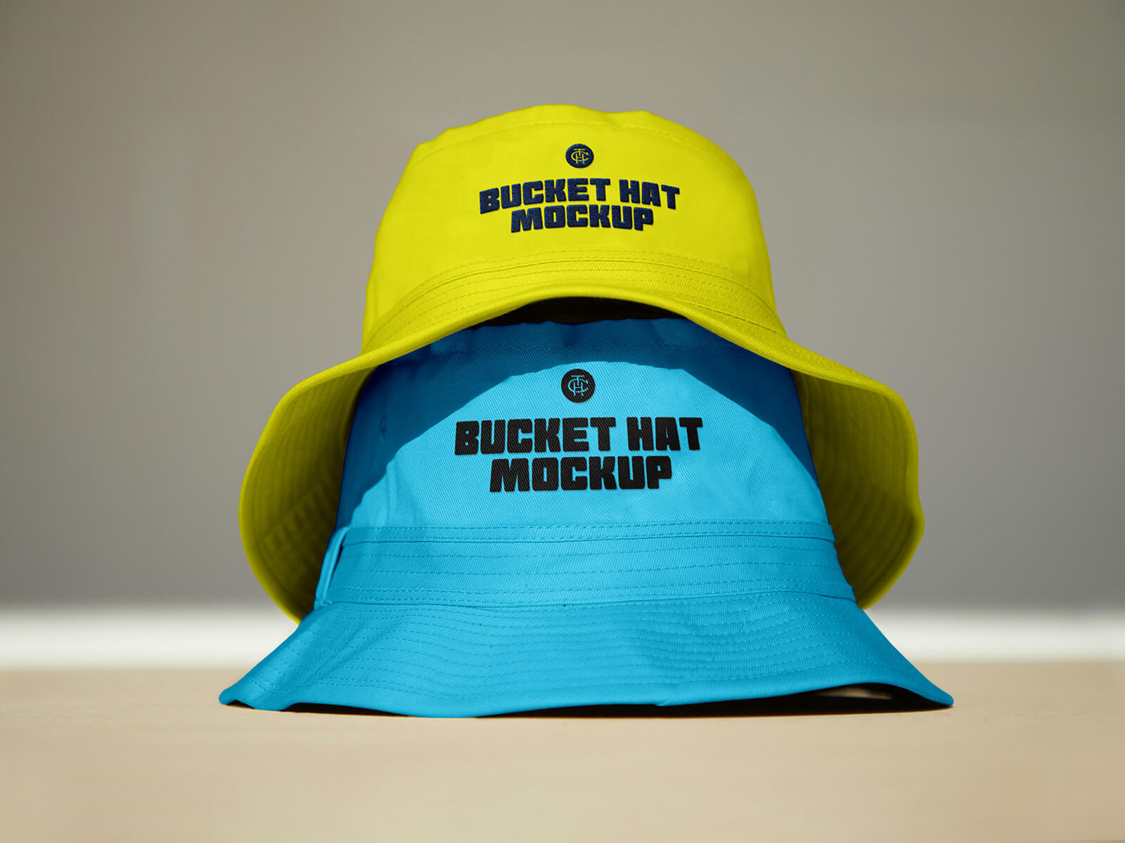 Free Twin Bucket Hats Mockup PSD