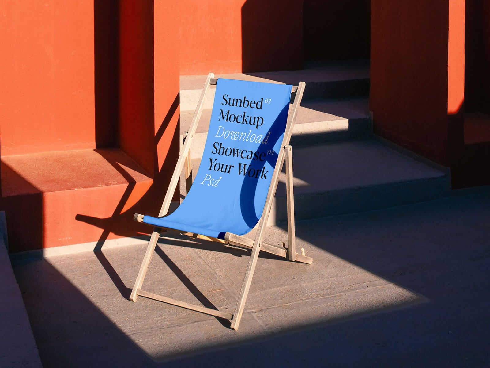Free Wooden Traditional Deckchair Branding Mockup PSD