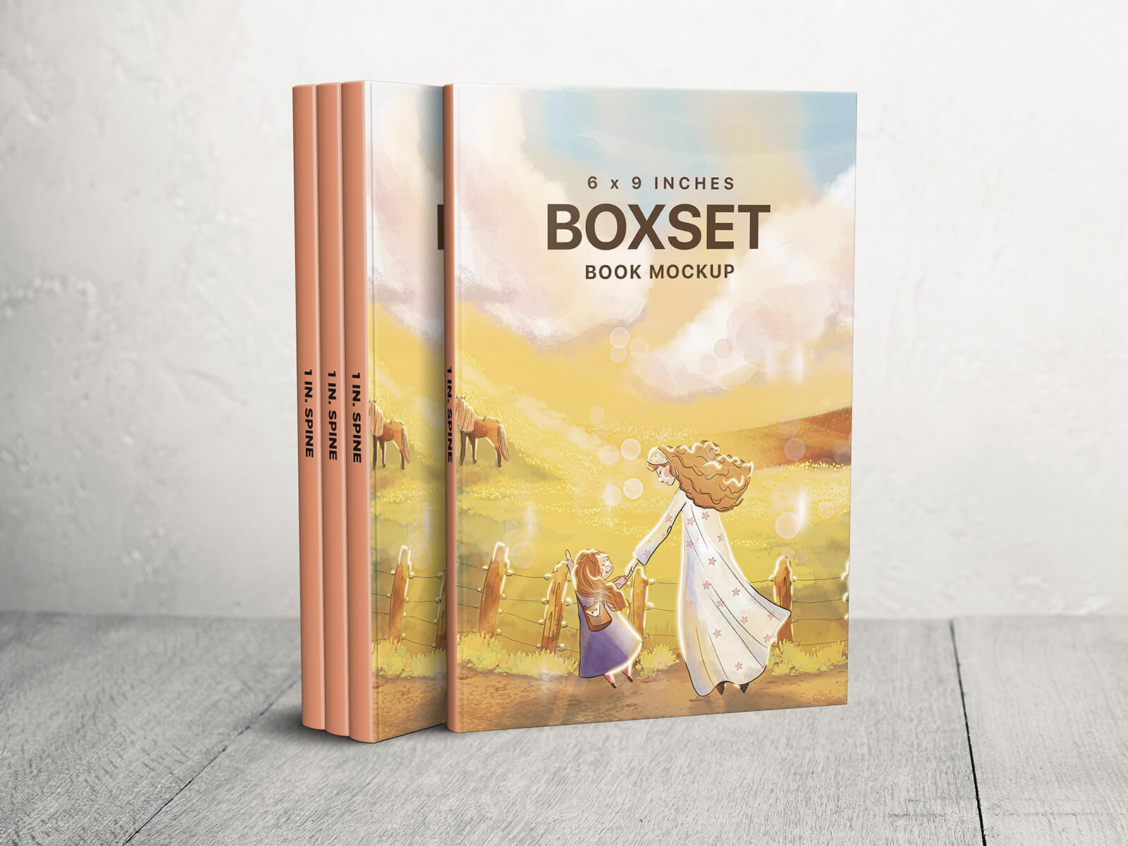 Free 6 x 9 Boxset With Small Spine Mockup PSD
