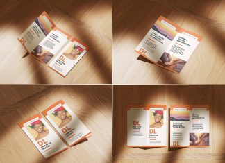Free Bi-Fold Brochure Pamphlet Mockup PSD