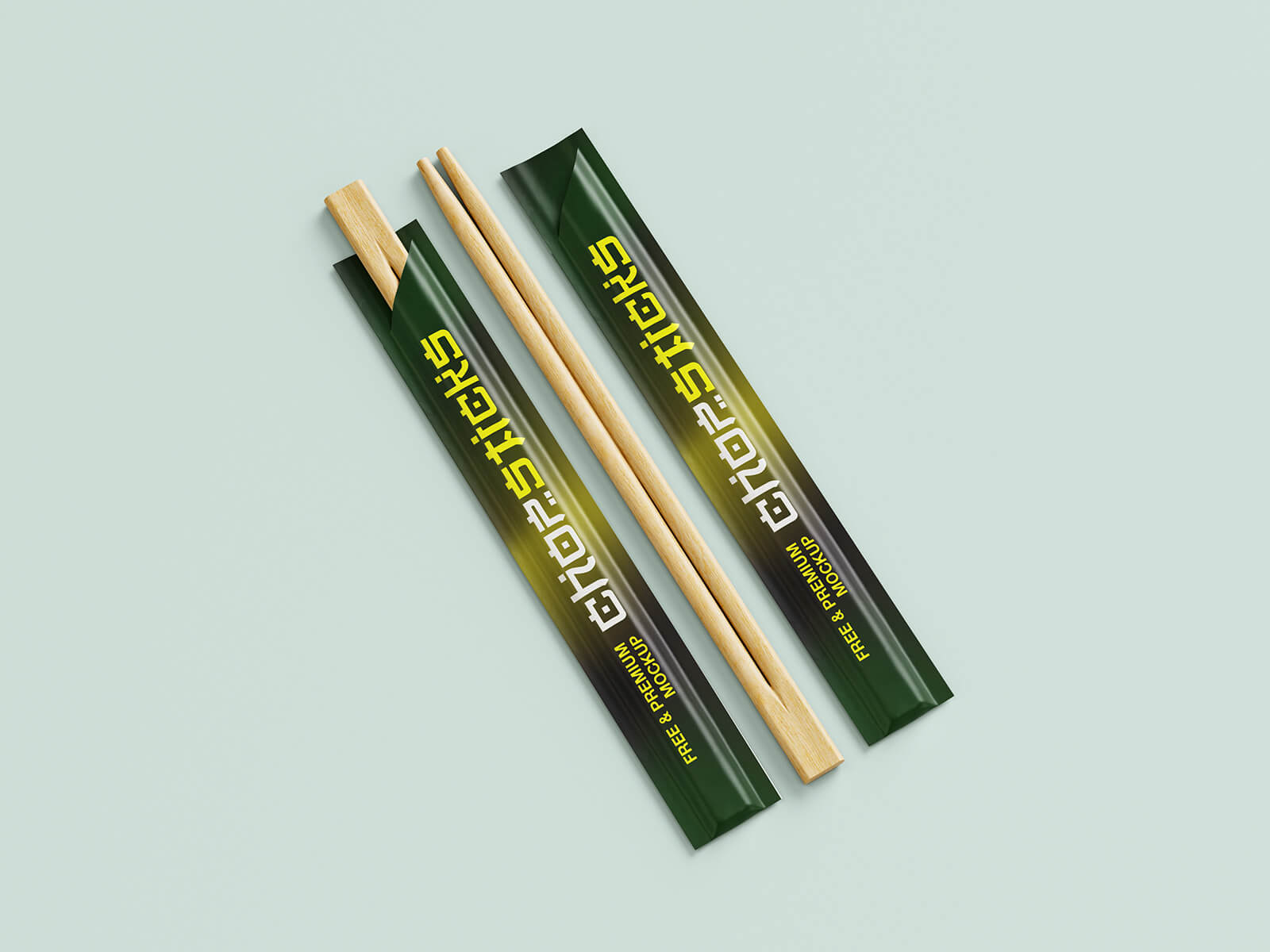 Free Chinese Chopsticks Packaging Mockup PSD
