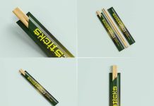 Free Chinese Chopsticks Packaging Mockup PSD