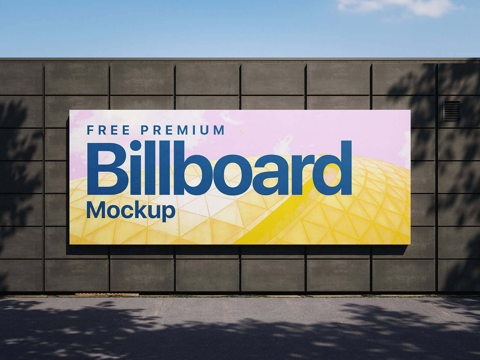 Free Premium Wall Mounted Billboard Mockup PSD Set