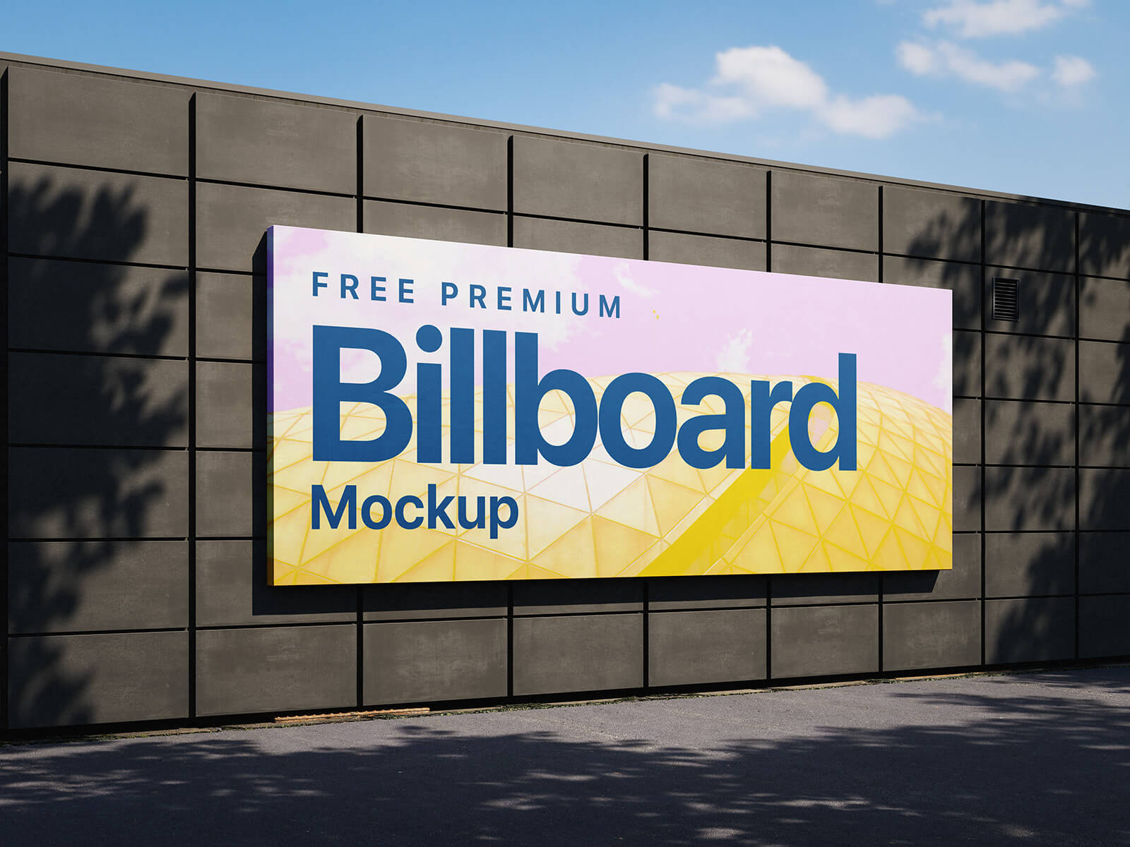 Free Premium Wall Mounted Billboard Mockup PSD Set