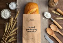 Free Baguette Bread In Paper Bag Mockup PSD