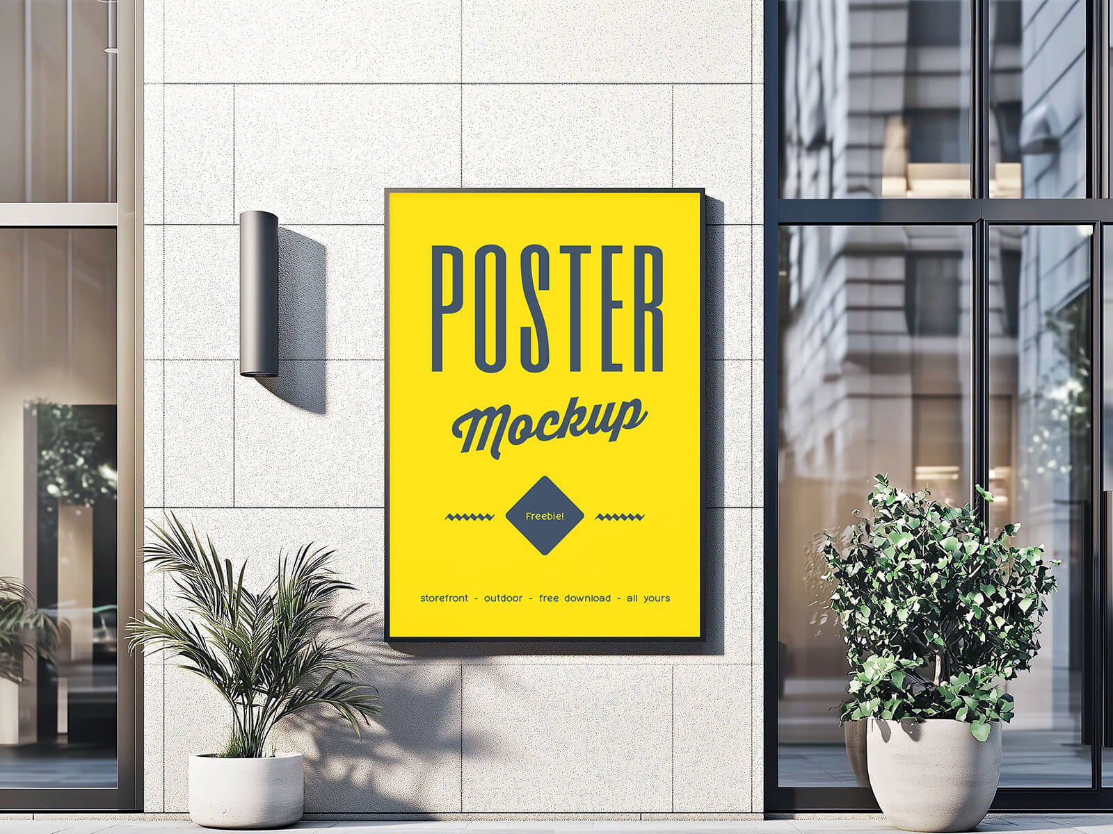 Free Building Storefront Outdoor Poster Mockup PSD