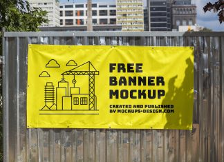 Free Construction Site Banner Mockup PSD