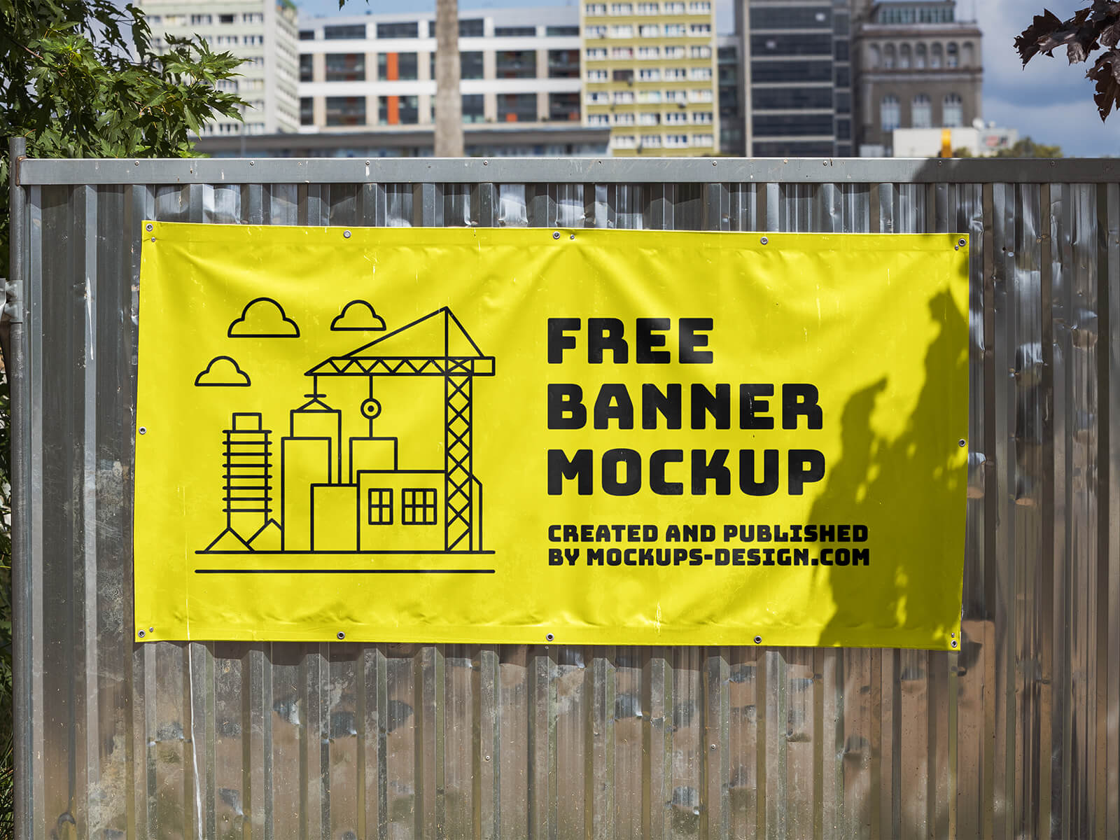 Free Construction Site Banner Mockup PSD