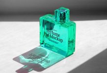 Free Glass Perfume Bottle Mockup PSD With Reflection