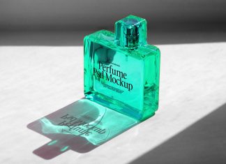 Free Glass Perfume Bottle Mockup PSD With Reflection
