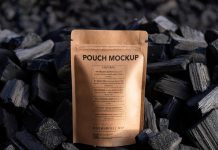 Free On Charcoal Craft Paper Standing Pouch Mockup PSD
