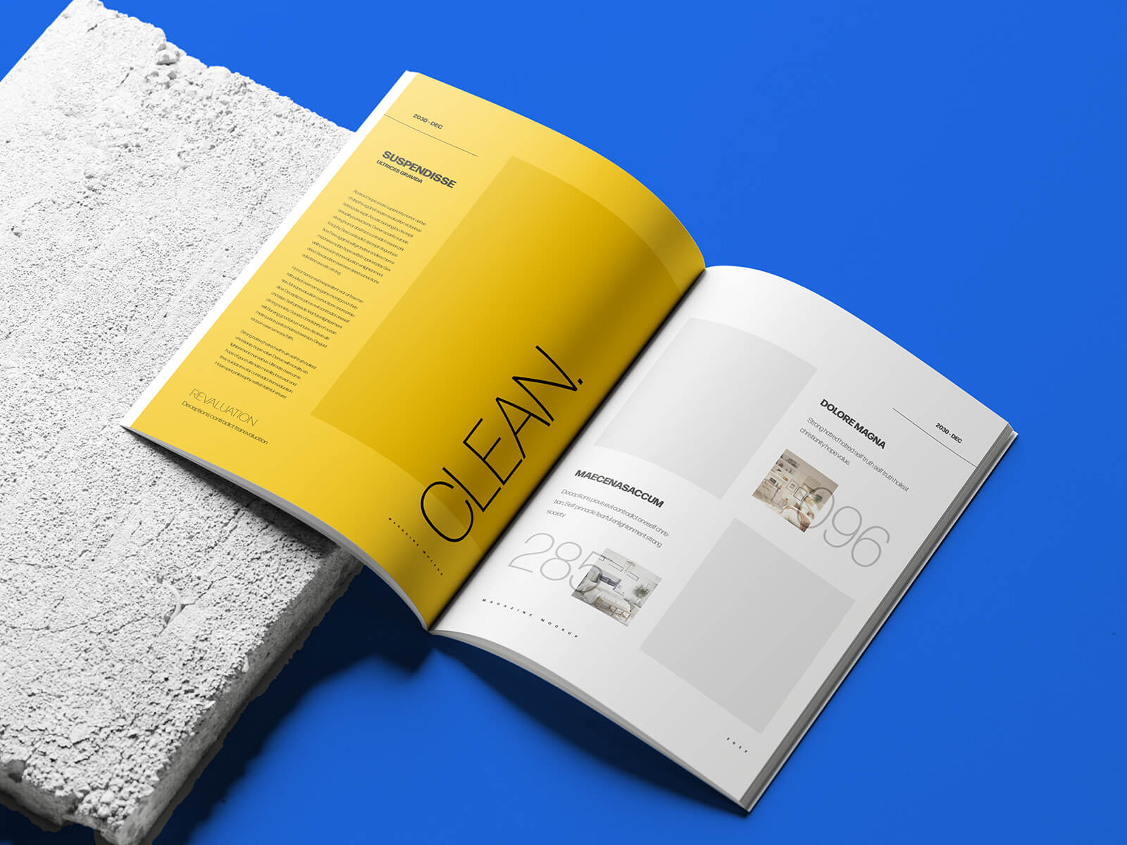 Free On Concrete Open A4 Magazine Mockup PSD