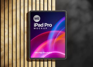 Free On Wood M5 iPad Pro 2025 Mockup PSD