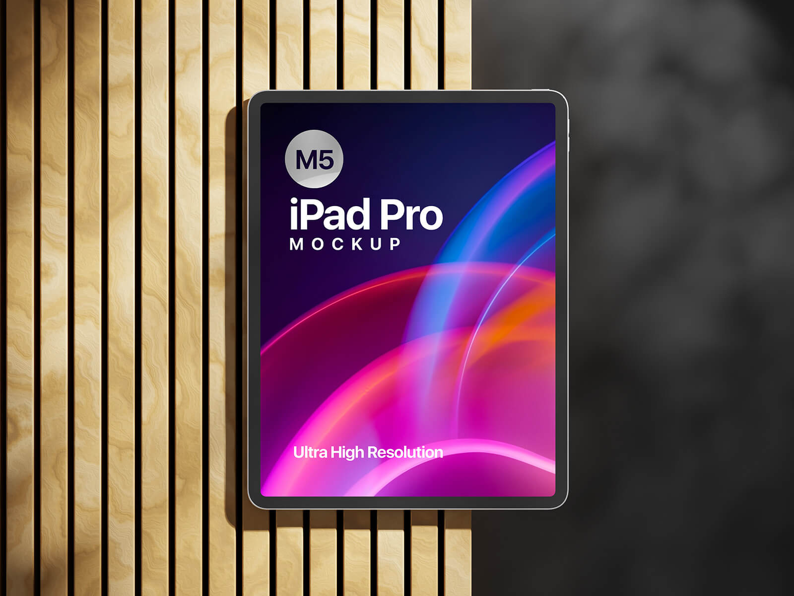 Free On Wood M5 iPad Pro 2025 Mockup PSD