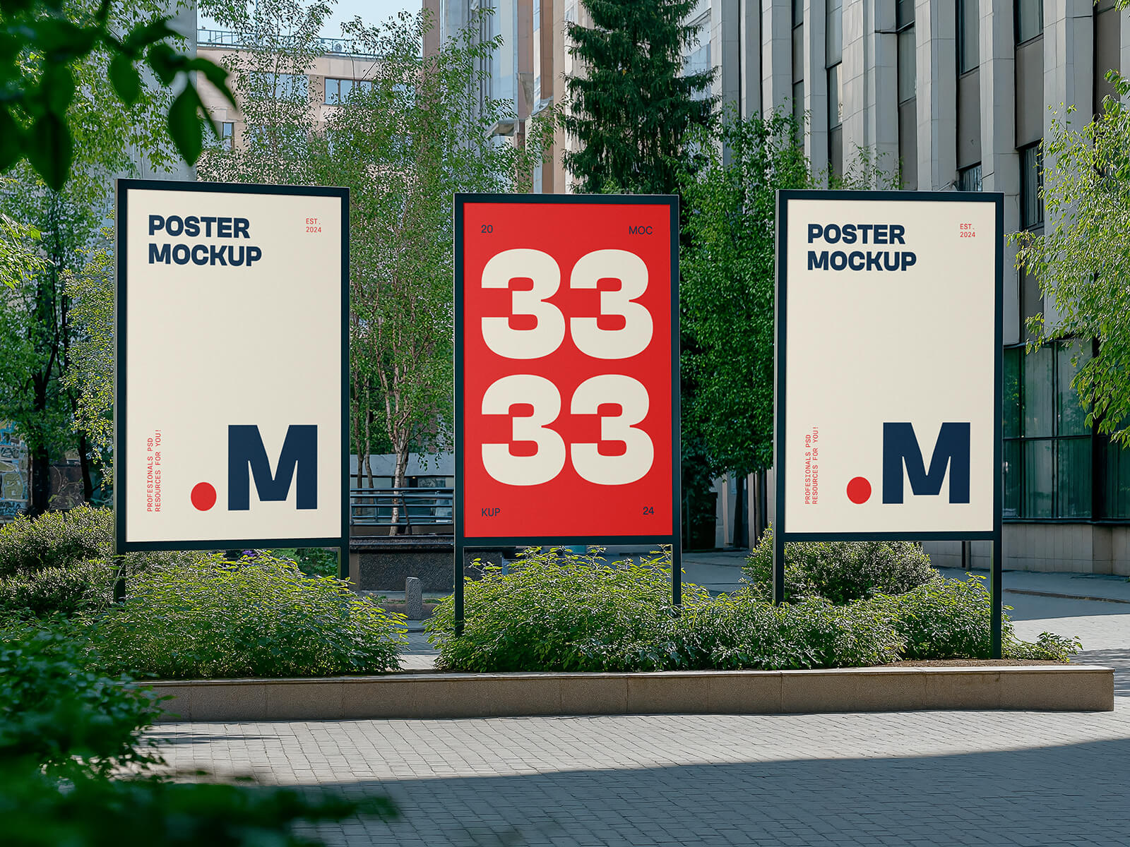 Free Outdoor Vertical Street Posters Mockup PSD